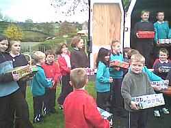 loading van with shoe boxes